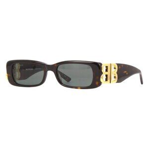 New BALENCIAGA Havana Rectangle BB0096S 002 Sunglasses Women
